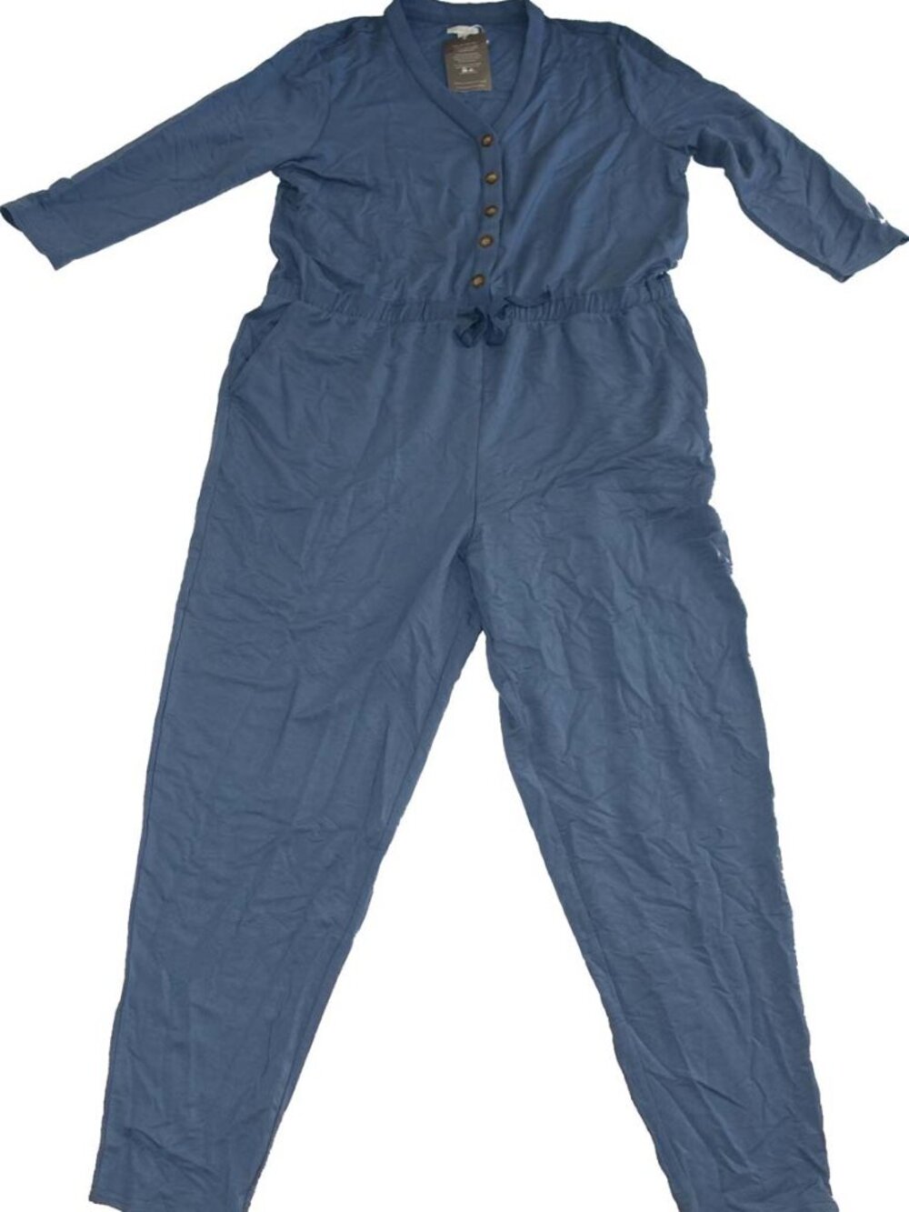 Garnet Hill Women's Jumpsuit Size XL NWT 3/4 Sleeves Blue 28" Inseam